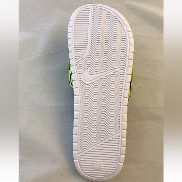 Nike Benassi JDI Print Just Do It Men’s Slides Slippers White Volt- Black 13 - Picture 8 of 12